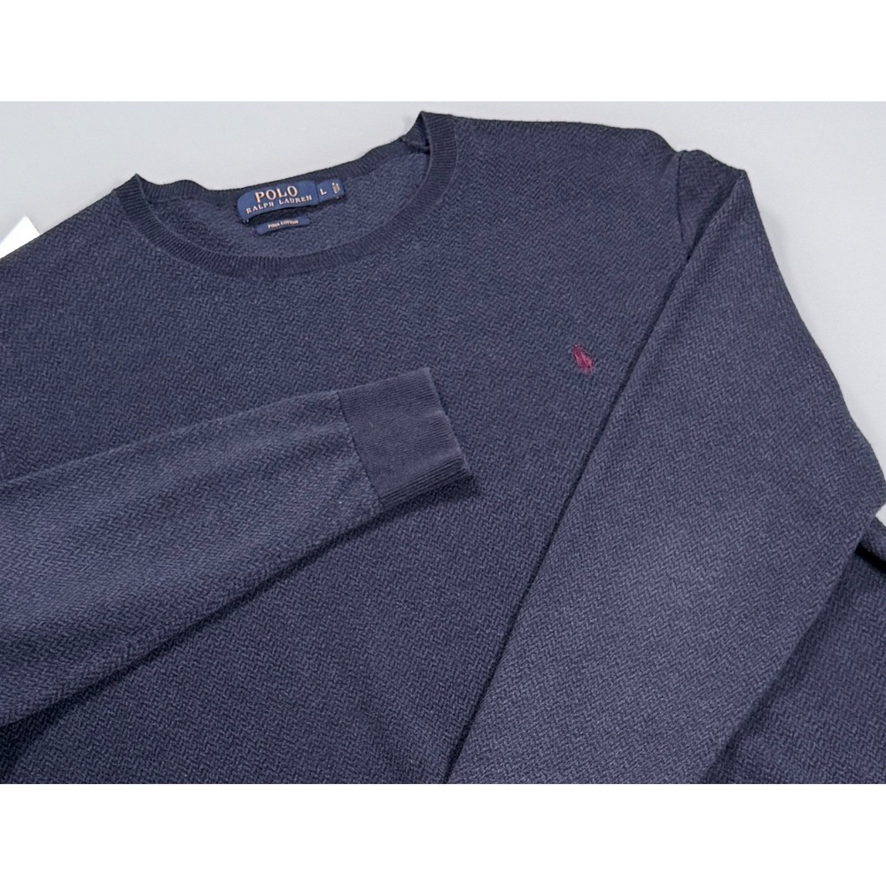 Polo Ralph Lauren Crew Neck Pullover Sweater Mens L Navy Blue Pony Preppy